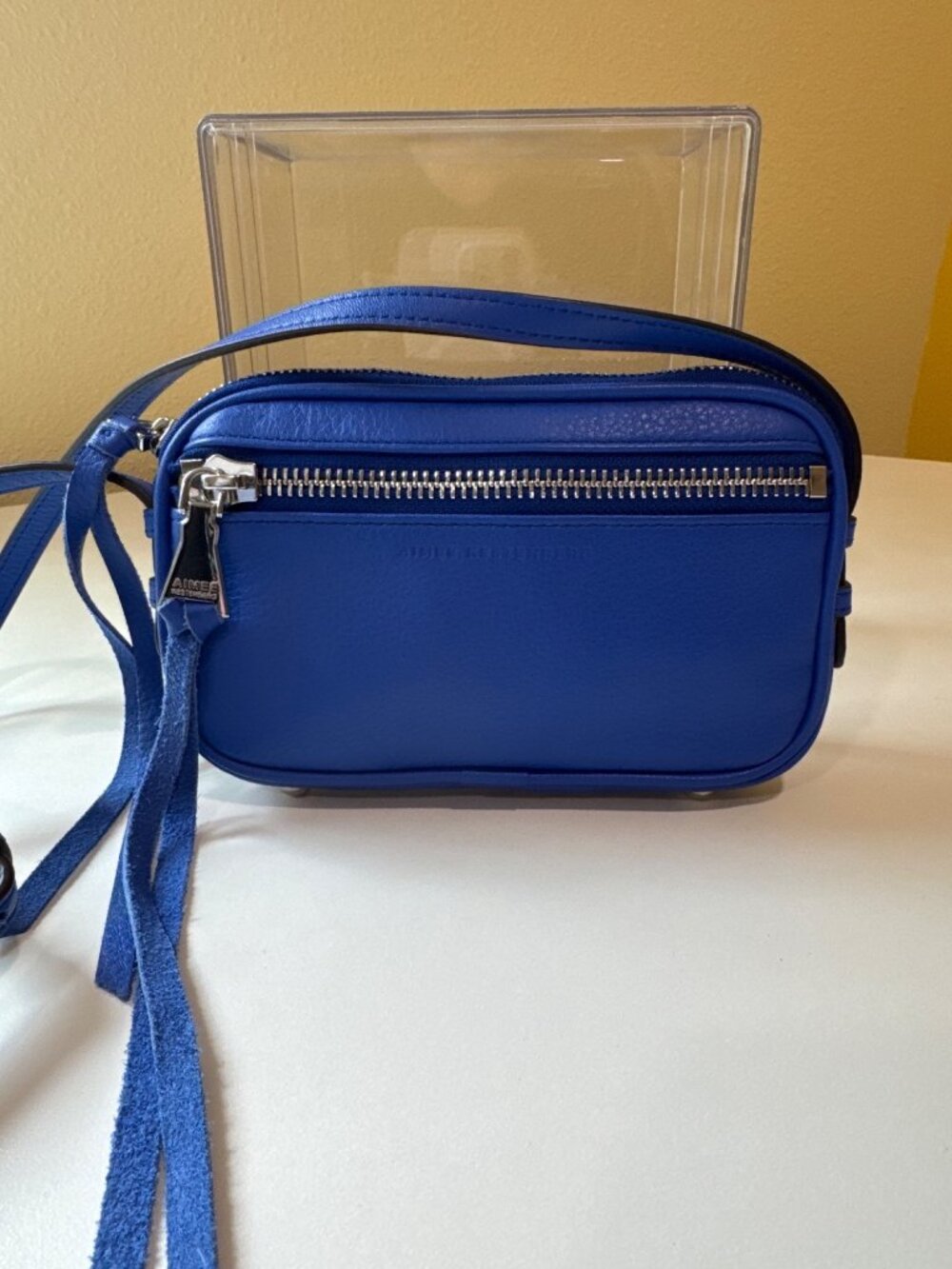 Aimee Kestenberg Let’s Ride Mini Leather Crossbody Bag Bright Blue Adjustable St